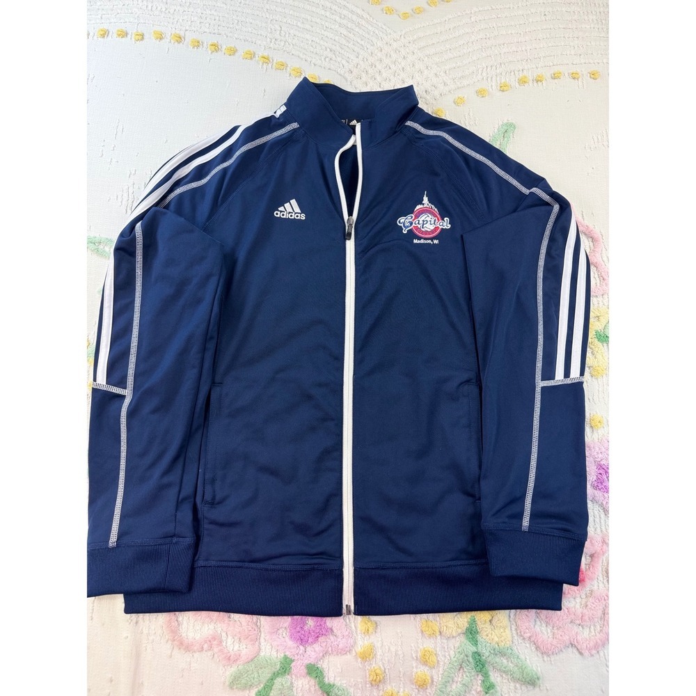Adidas Capital Volleyball‎ Academy Track Jacket Navy Blue Full Zip 6915W Large